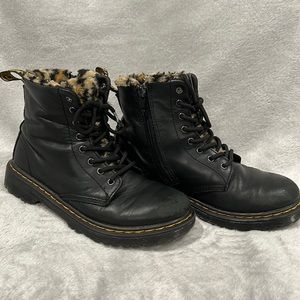 Black and cheetah kids US size 3 Dr. Martens